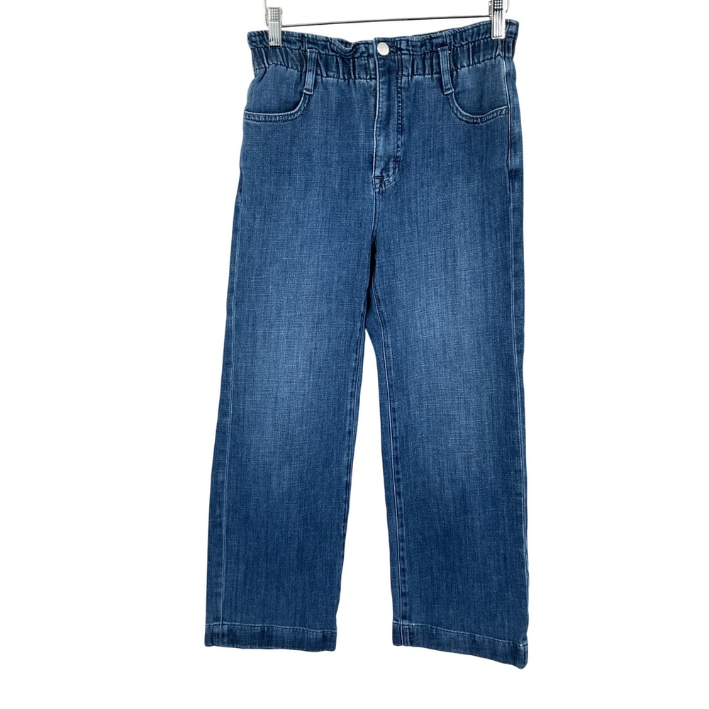 J.Crew Women Blue Paperbag Waist‎ Wide Leg Jeans Medium Wash Size 26 High Rise